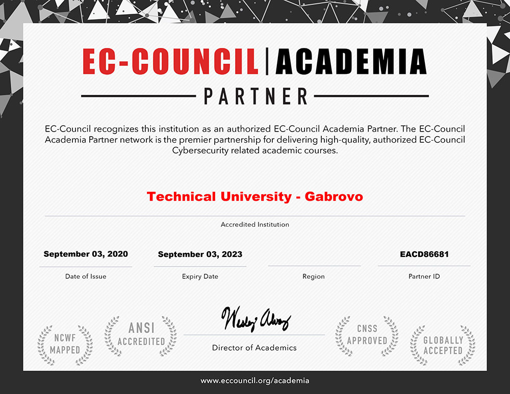 EC Council Academia Partner Certificate